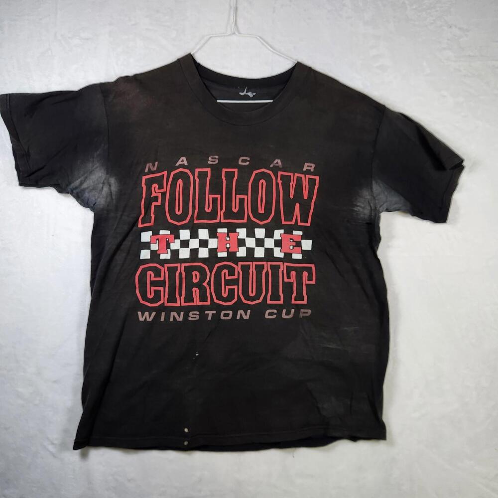 Vtg 1998 NASCAR Winston Cup Tee XL Thrashed Fade Race Schedule‎ Circuit
